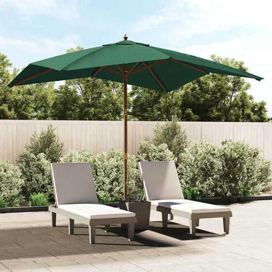 vidaXL Garden Parasol with Wooden Pole Green 300x300x273 cm