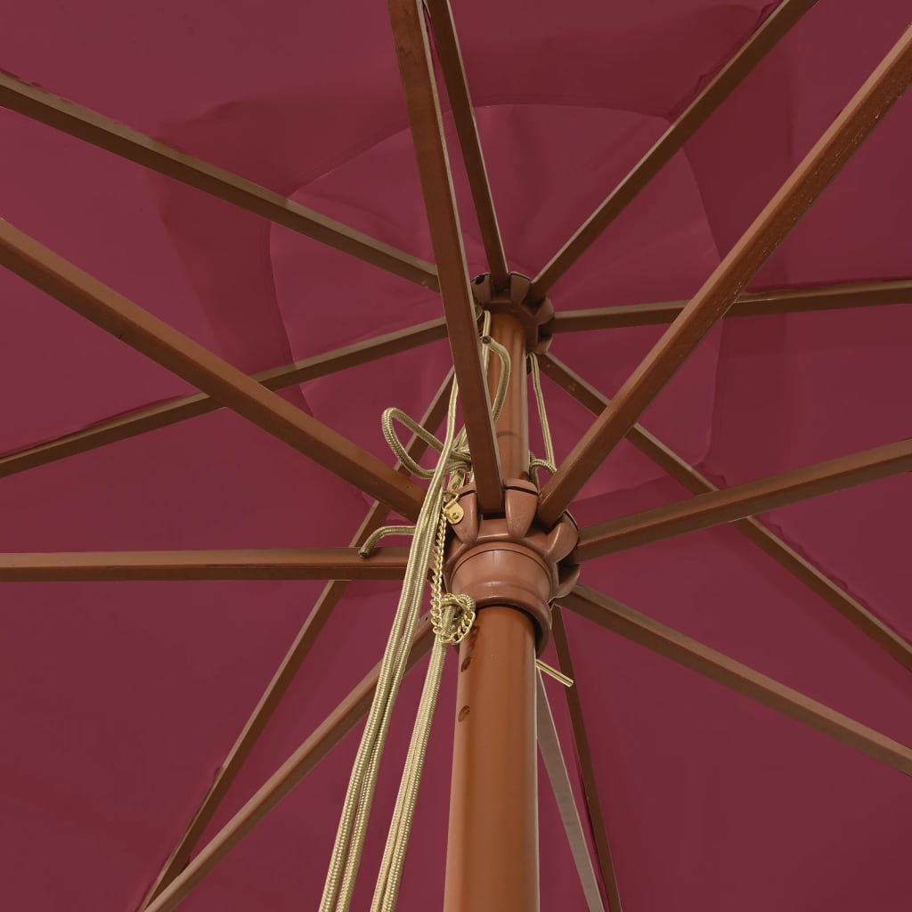 vidaXL Garden Parasol with Wooden Pole Bordeaux Red 300x300x273 cm