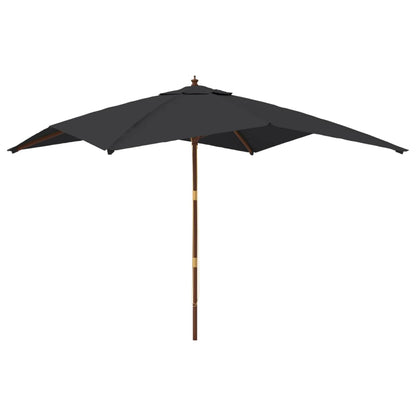 vidaXL Garden Parasol with Wooden Pole Black 300x300x273 cm
