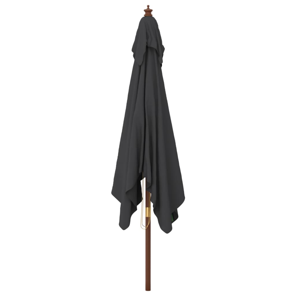 vidaXL Garden Parasol with Wooden Pole Black 300x300x273 cm