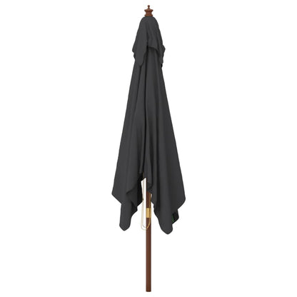 vidaXL Garden Parasol with Wooden Pole Black 300x300x273 cm