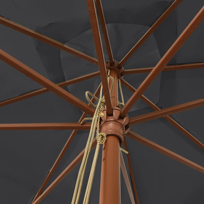 vidaXL Garden Parasol with Wooden Pole Black 300x300x273 cm