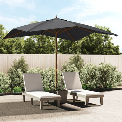 vidaXL Garden Parasol with Wooden Pole Black 300x300x273 cm