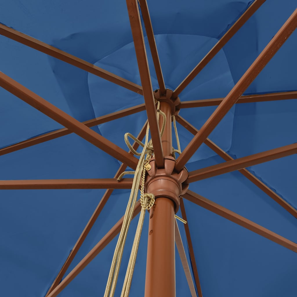 vidaXL Garden Parasol with Wooden Pole Azure Blue 300x300x273 cm