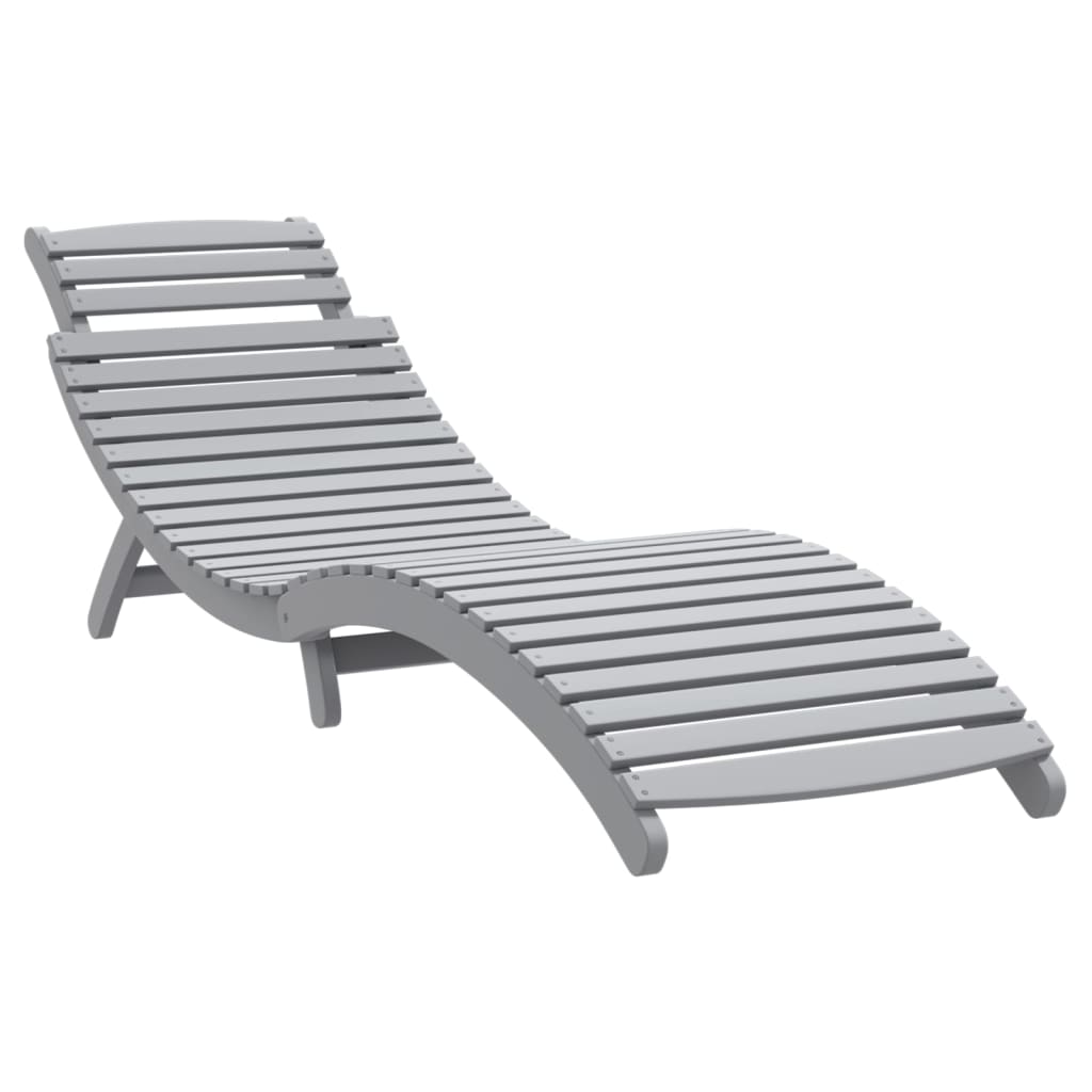 vidaXL Sun Lounger | Grey | Solid Acacia Wood | Standard | Foldable