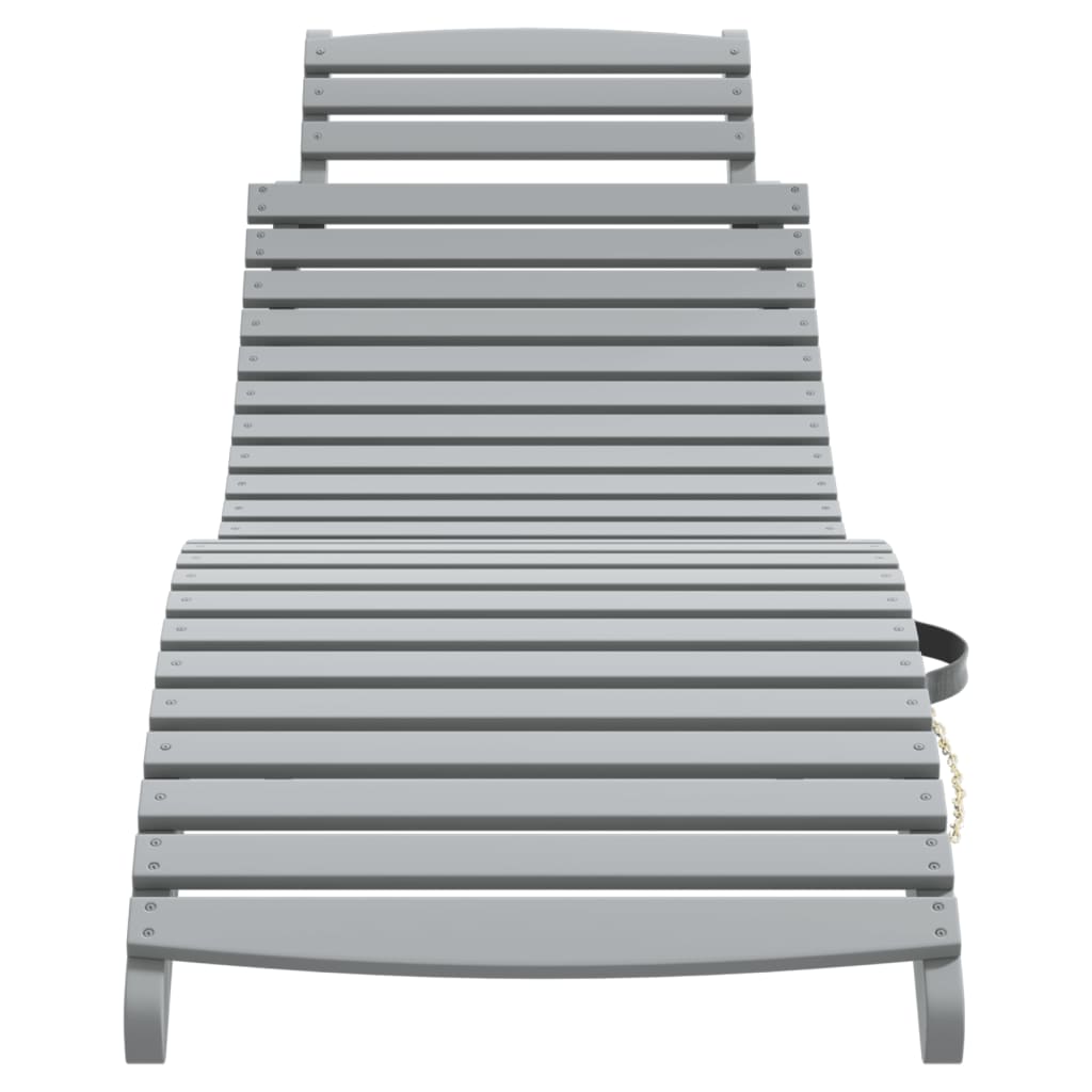 vidaXL Sun Lounger | Grey | Solid Acacia Wood | Standard | Foldable