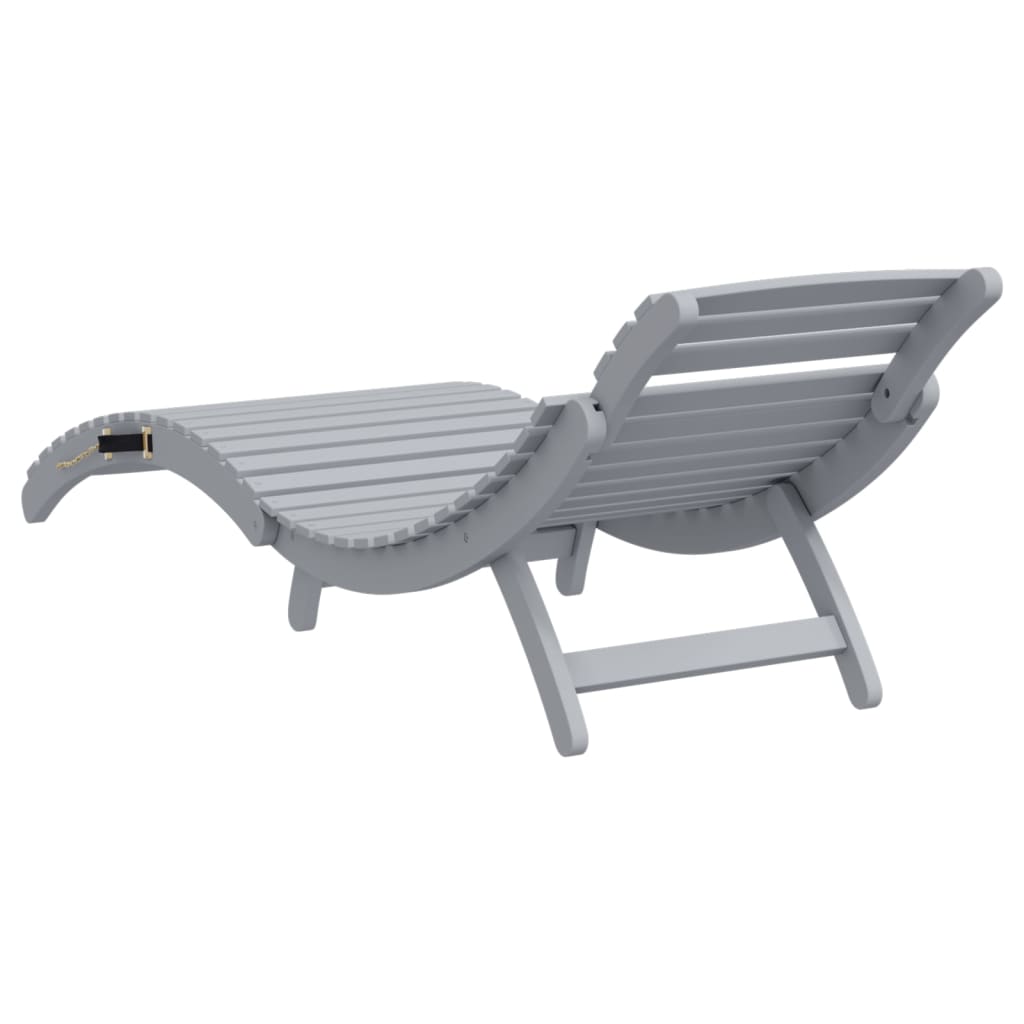 vidaXL Sun Lounger | Grey | Solid Acacia Wood | Standard | Foldable