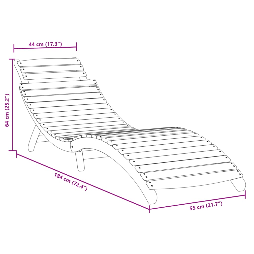 vidaXL Sun Lounger | Grey | Solid Acacia Wood | Standard | Foldable