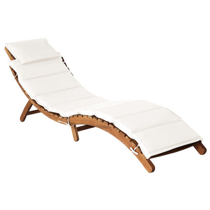 vidaXL Sun Lounger with Cream Cushions Solid Wood Acacia