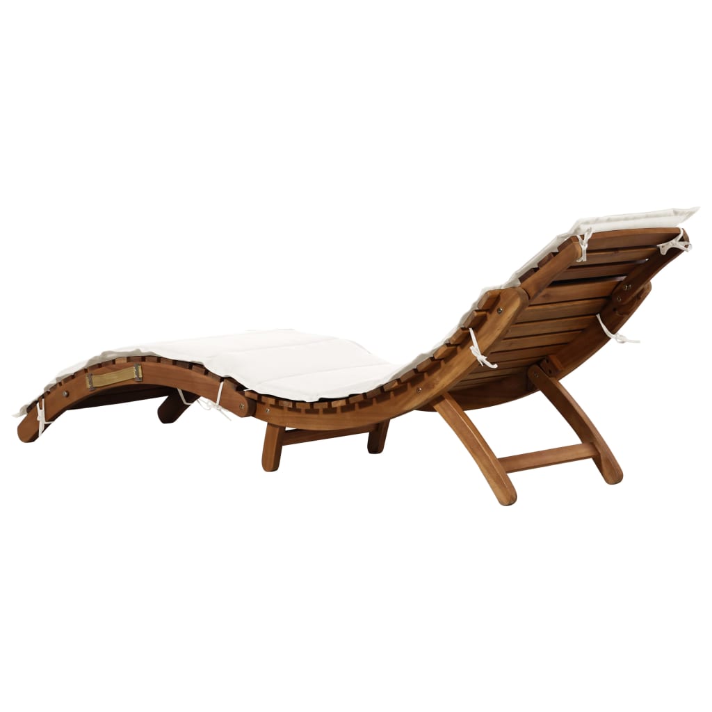 vidaXL Sun Lounger with Cream Cushions Solid Wood Acacia