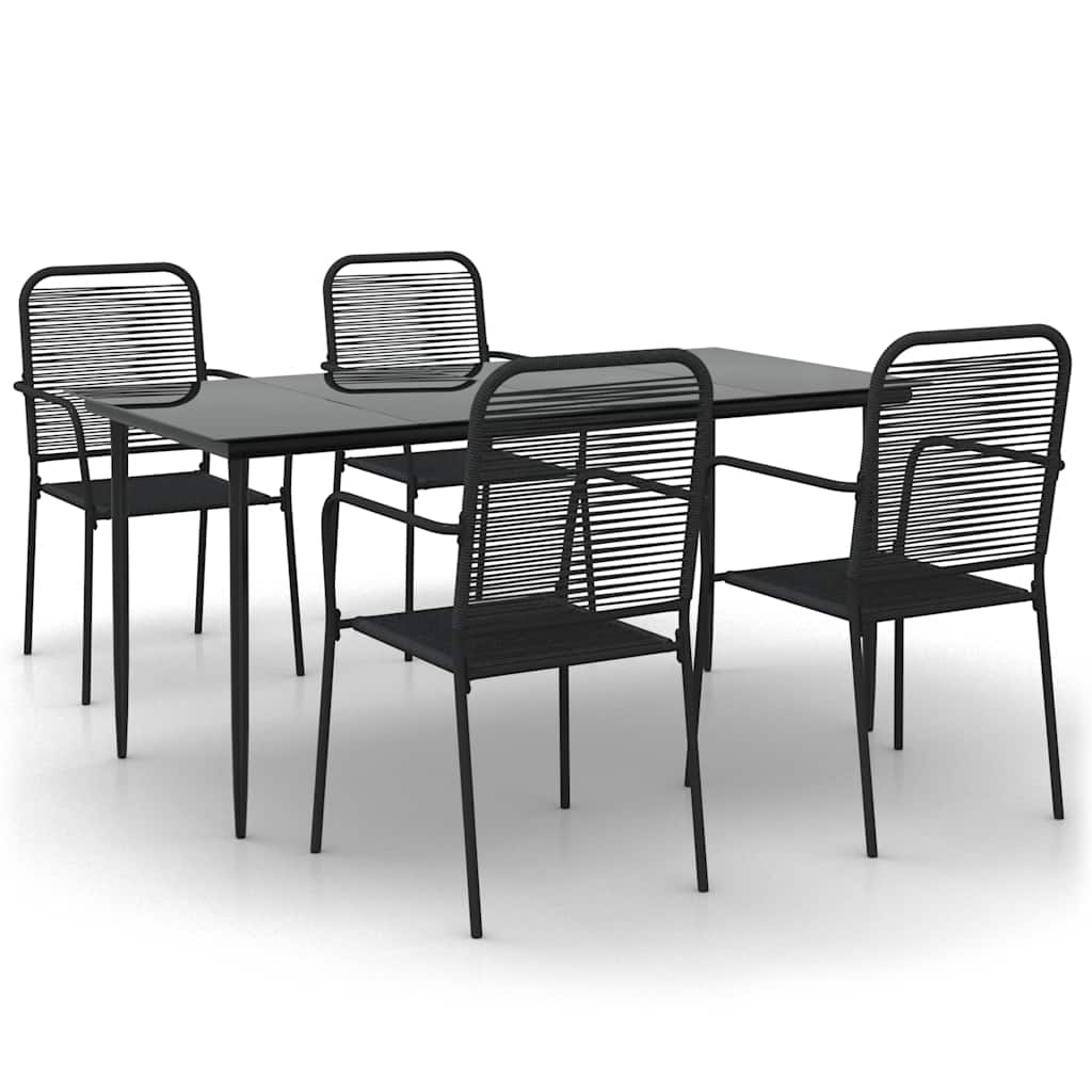 vidaXL Garden Dining Set | Black | Cotton Rope | Medium | Stackable | Dining Set