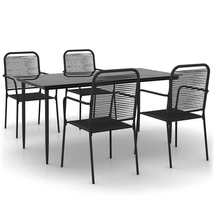 vidaXL Garden Dining Set | Black | Cotton Rope | Medium | Stackable | Dining Set