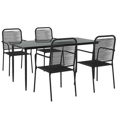 vidaXL Garden Dining Set | Black | Cotton Rope | Medium | Stackable | Dining Set
