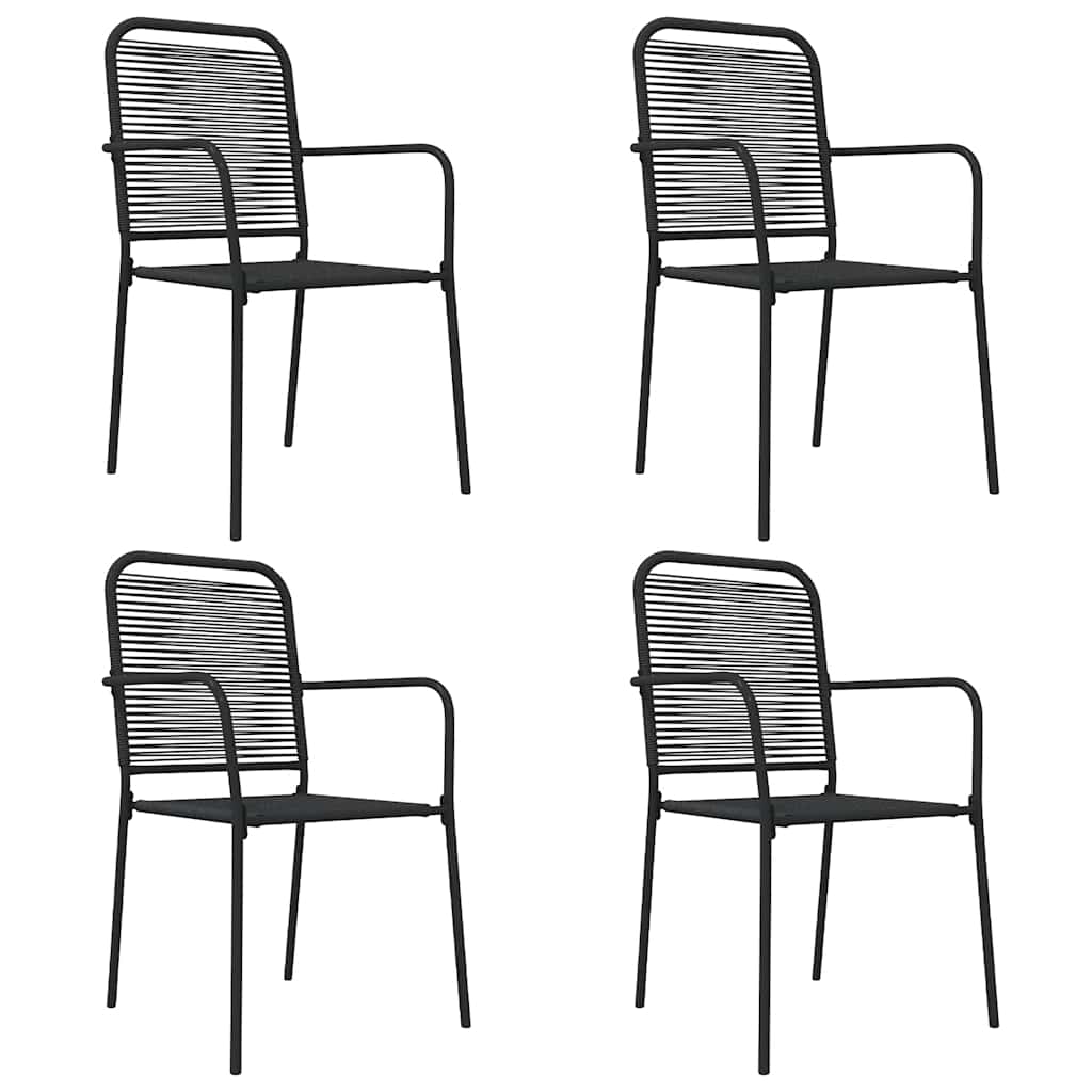 vidaXL Garden Dining Set | Black | Cotton Rope | Medium | Stackable | Dining Set