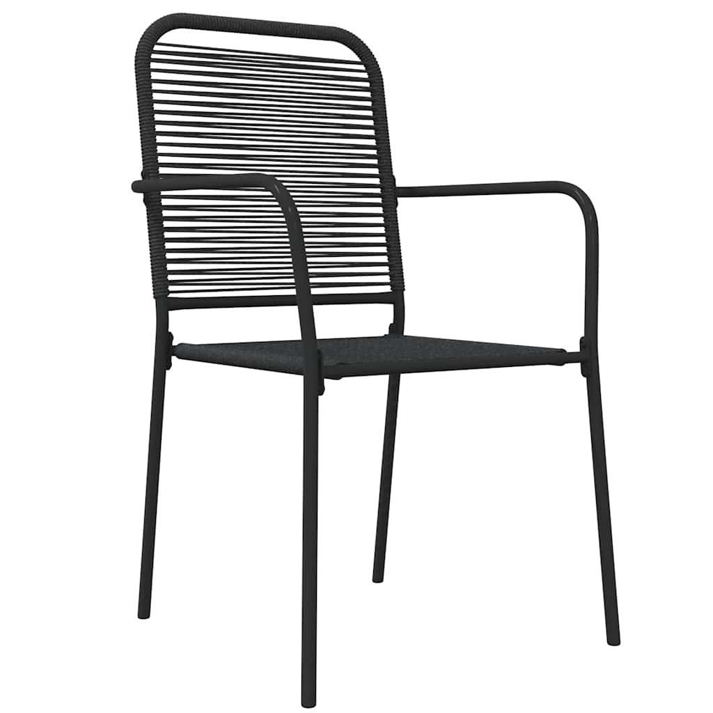 vidaXL Garden Dining Set | Black | Cotton Rope | Medium | Stackable | Dining Set
