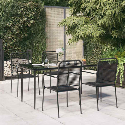 vidaXL Garden Dining Set | Black | Cotton Rope | Medium | Stackable | Dining Set