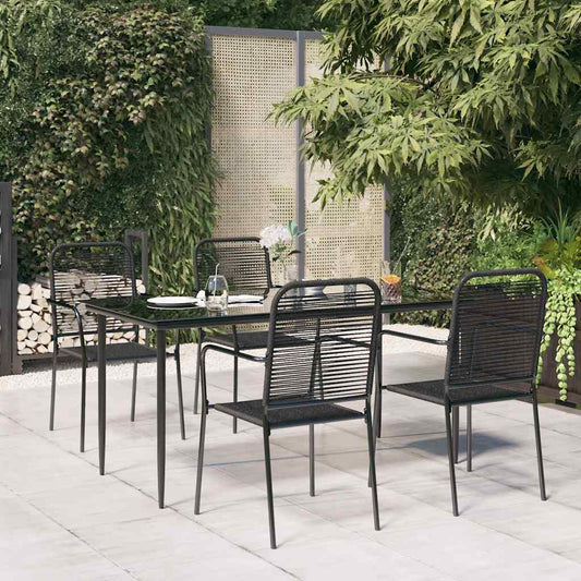 vidaXL Garden Dining Set | Black | Cotton Rope | Medium | Stackable | Dining Set