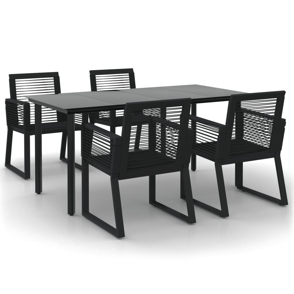 vidaXL 5 Piece Garden Dining Set Black PVC Rattan