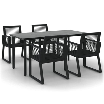 vidaXL 5 Piece Garden Dining Set Black PVC Rattan