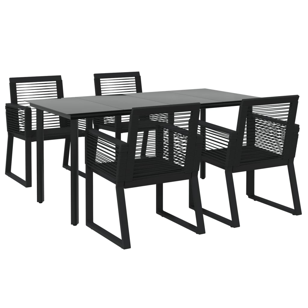 vidaXL 5 Piece Garden Dining Set Black PVC Rattan