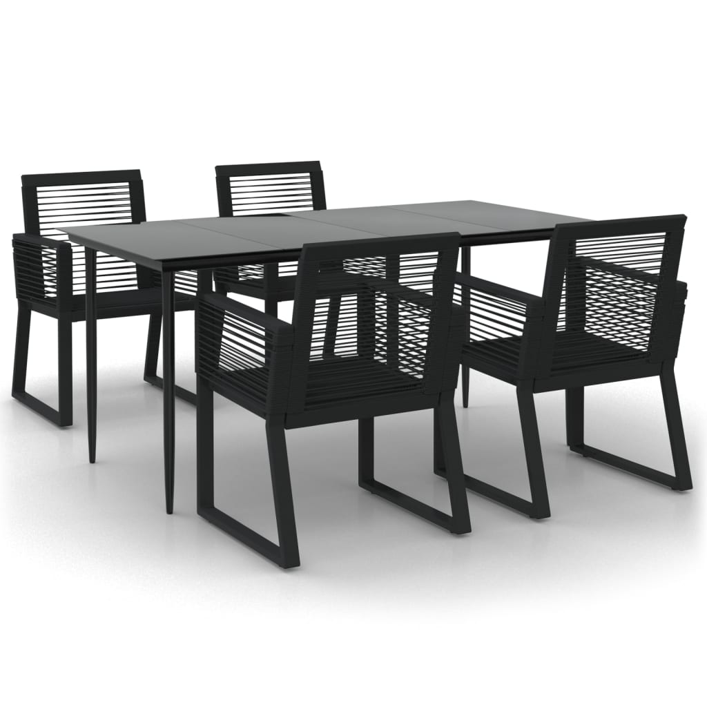 vidaXL 5 Piece Garden Dining Set Black PVC Rattan