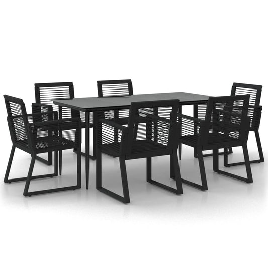 vidaXL Garden Dining Set | Black | PVC Rattan | 7 Piece Set |  Durable