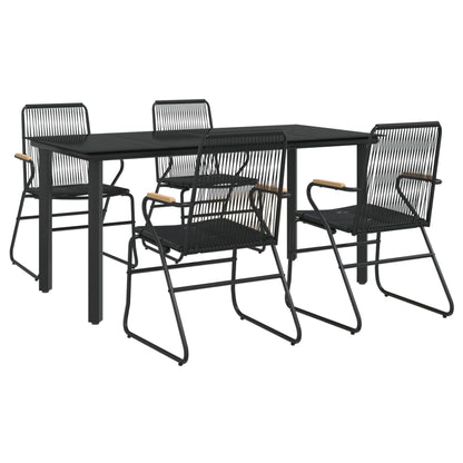 vidaXL 5 Piece Garden Dining Set Black PVC Rattan