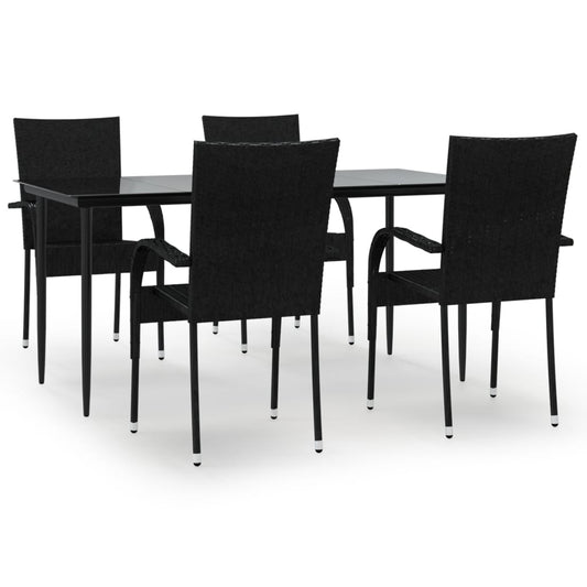 vidaXL Garden Dining Set | Black | Poly Rattan | Standard | Foldable