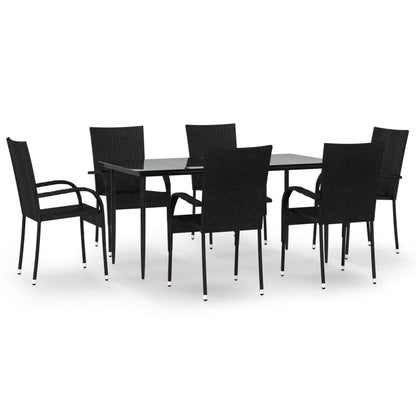 vidaXL Garden Dining Set | Black | PE rattan | Medium | Stackable
