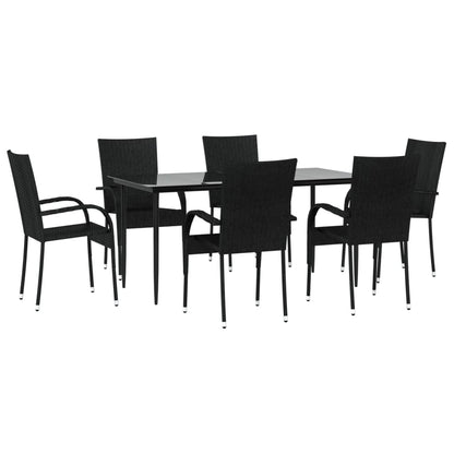 vidaXL Garden Dining Set | Black | PE rattan | Medium | Stackable
