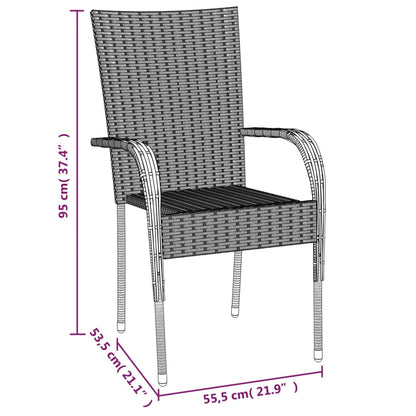 vidaXL Garden Dining Set | Black | PE rattan | Medium | Stackable