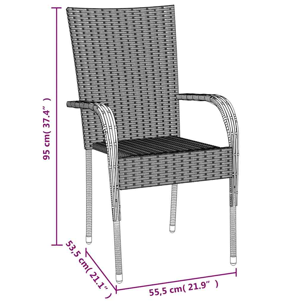 vidaXL 7 Piece Garden Dining Set Black Poly Rattan