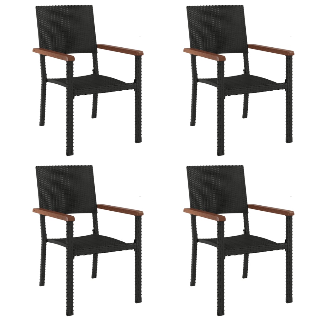 vidaXL 5 Piece Garden Dining Set Black Poly Rattan
