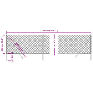 vidaXL Chain Link Fence Anthracite 1.1x25 m