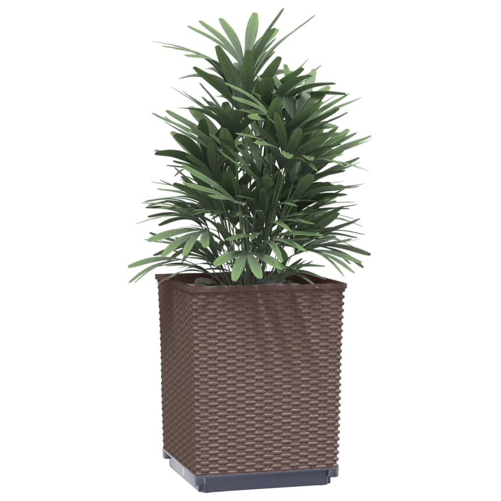 vidaXL Planters 2 pcs Brown 30x30x37 cm Polypropylene