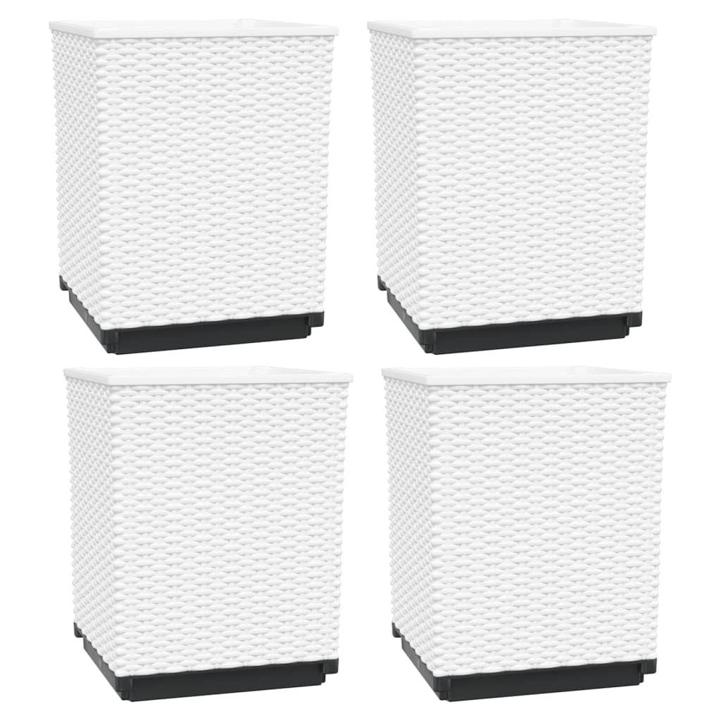vidaXL Planters 4 pcs White 30x30x37 cm Polypropylene