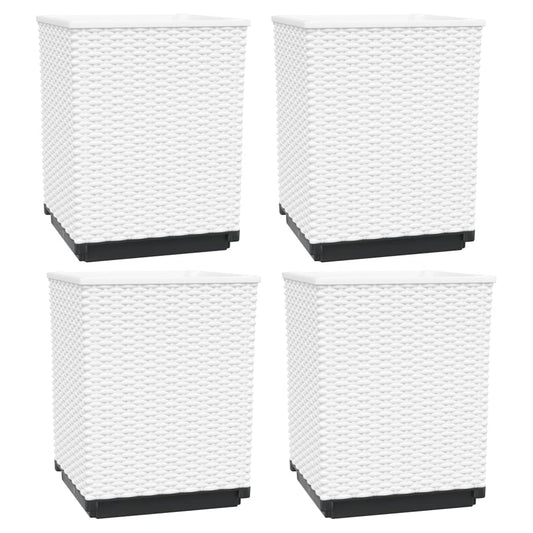 vidaXL Planters 4 pcs White 30x30x37 cm Polypropylene