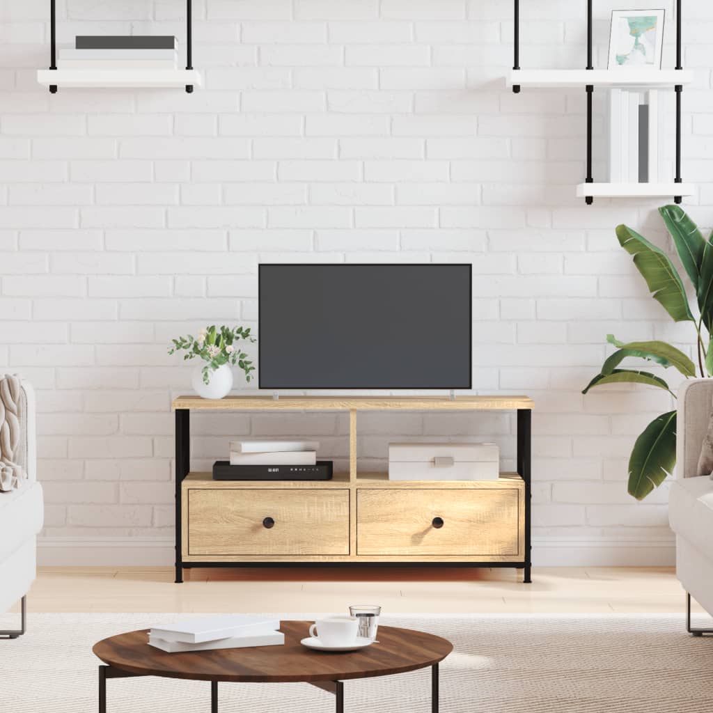 vidaXL TV Cabinet Sonoma Oak 90x33x45 cm Engineered Wood&Iron