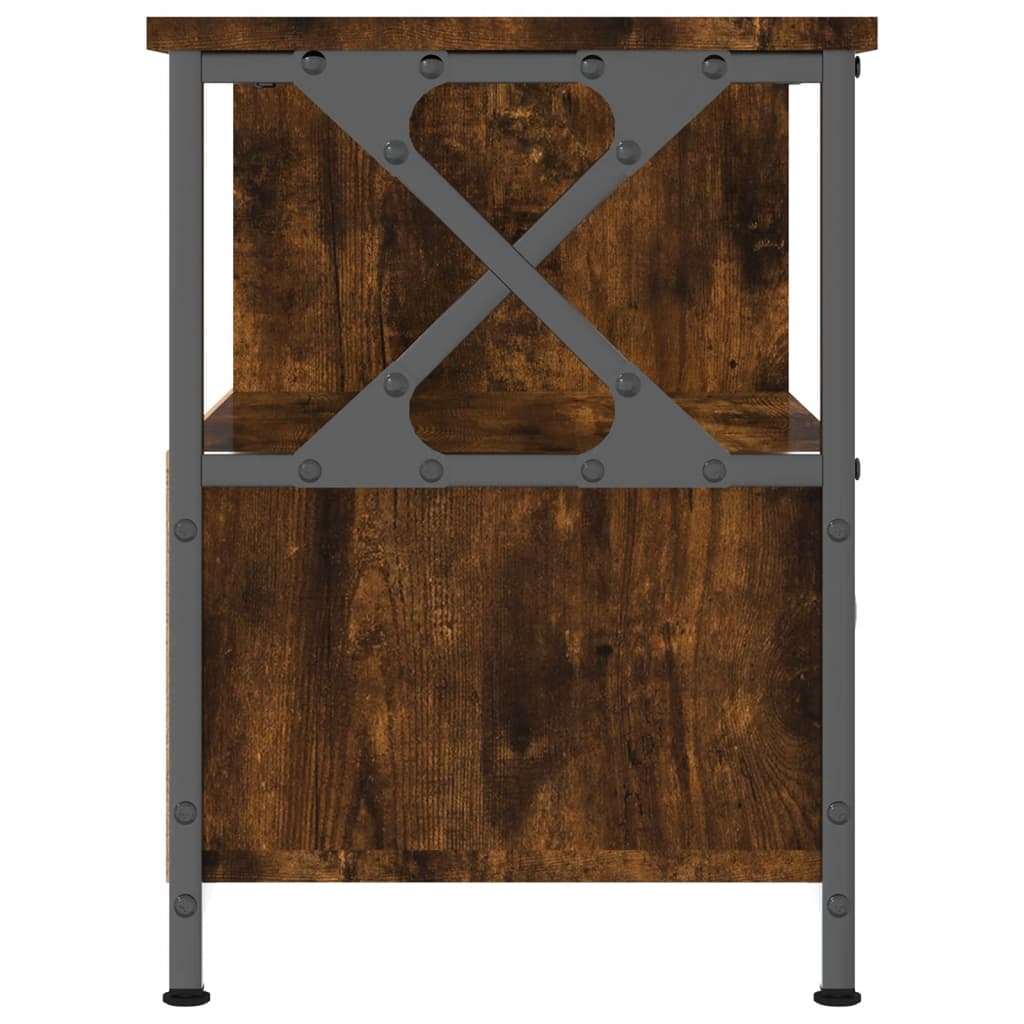 vidaXL TV Cabinet Smoked Oak 90x33x45 cm Engineered Wood&Iron