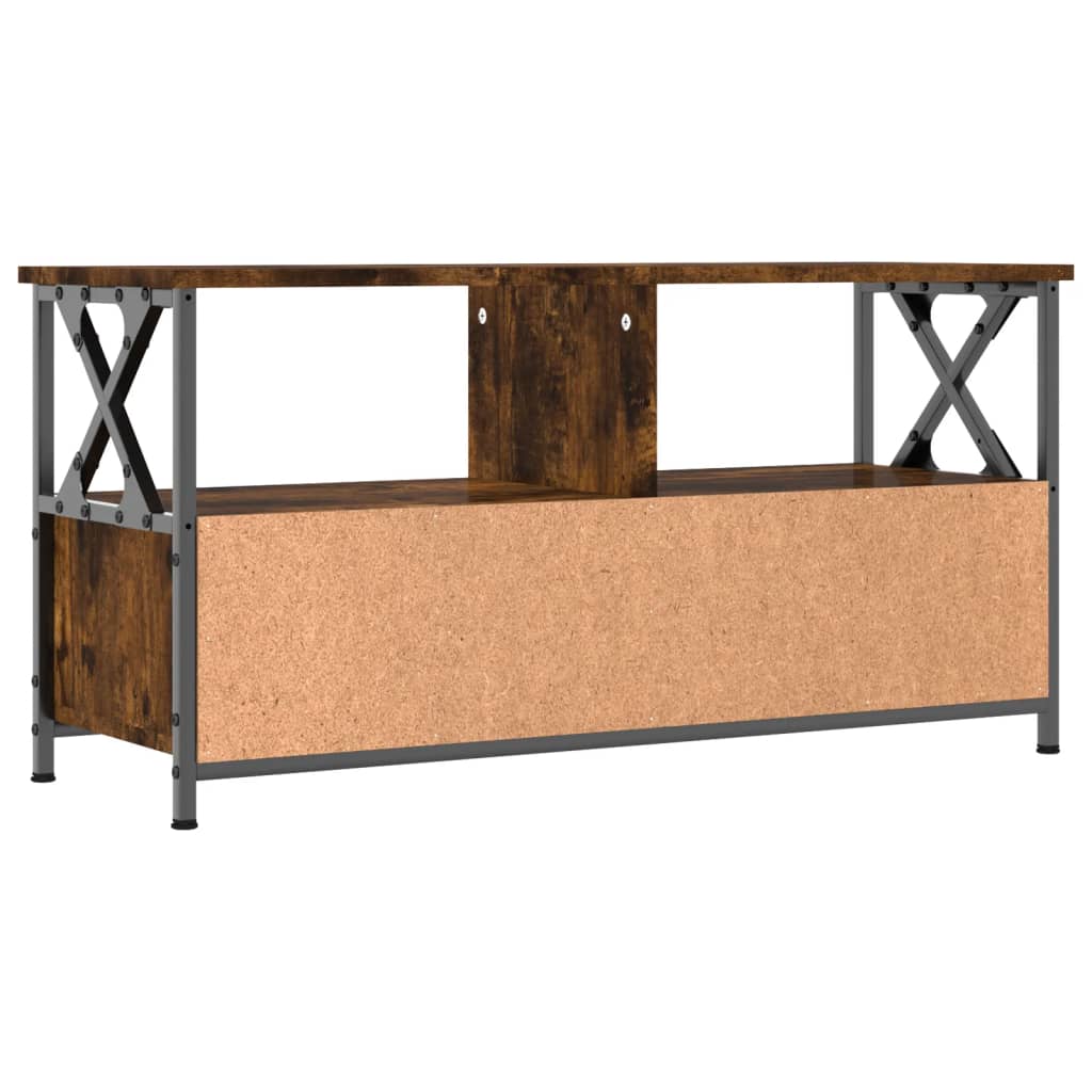 vidaXL TV Cabinet Smoked Oak 90x33x45 cm Engineered Wood&Iron