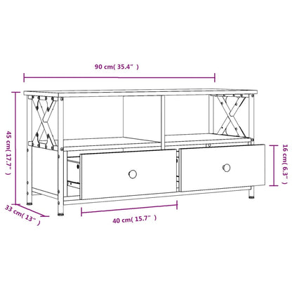 vidaXL TV Cabinet Smoked Oak 90x33x45 cm Engineered Wood&Iron