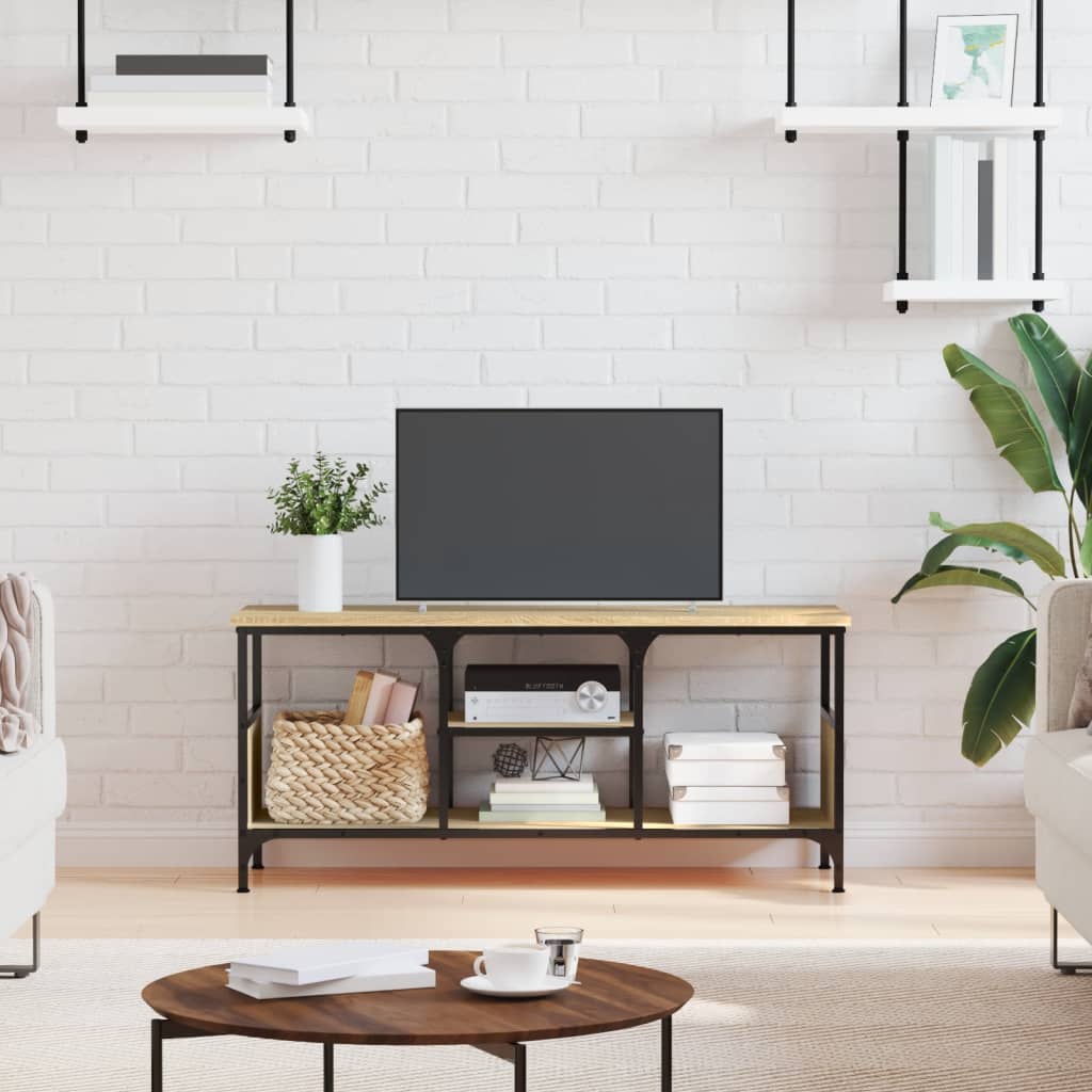 vidaXL TV Cabinet Sonoma Oak 100x35x45 cm Engineered Wood&Iron