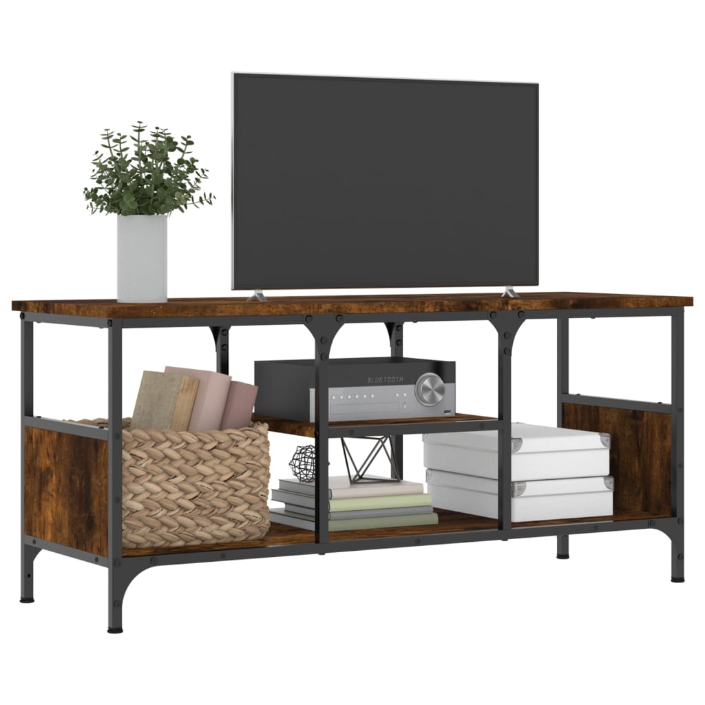vidaXL TV Cabinet Smoked Oak 100x35x45 cm Engineered Wood&Iron