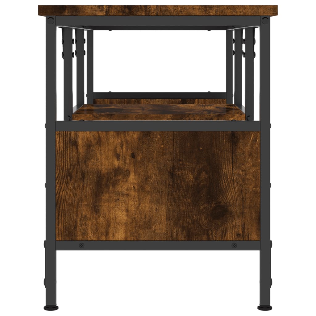 vidaXL TV Cabinet Smoked Oak 100x35x45 cm Engineered Wood&Iron