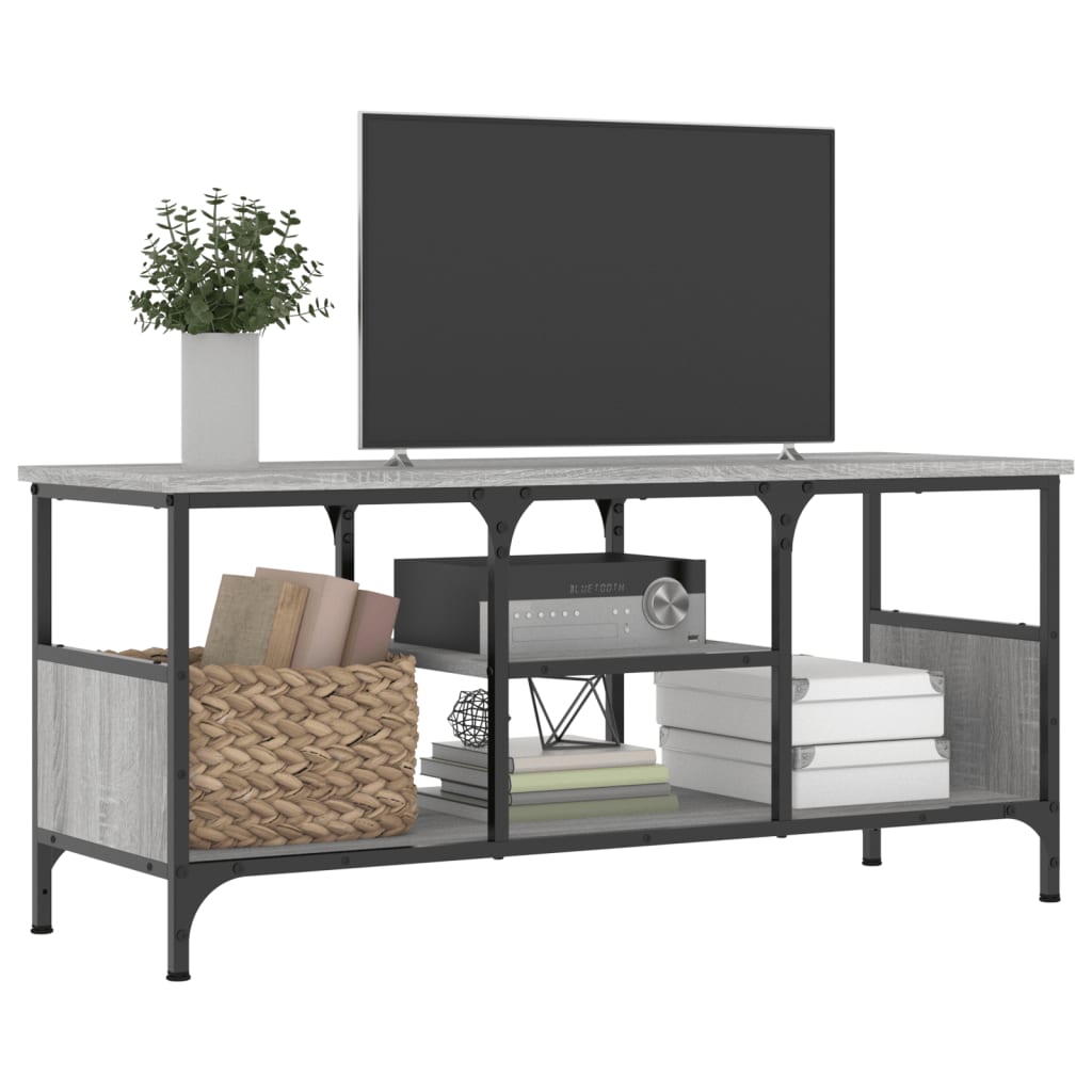 vidaXL TV Cabinet Grey Sonoma 100x35x45 cm Engineered Wood&Iron