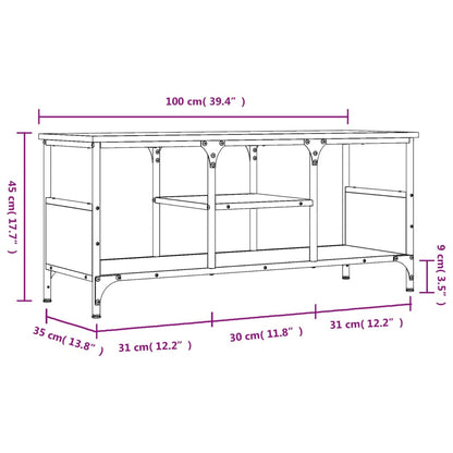 vidaXL TV Cabinet Grey Sonoma 100x35x45 cm Engineered Wood&Iron