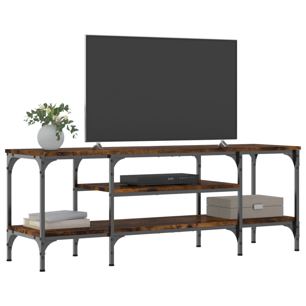 vidaXL TV Cabinet Smoked Oak 121x35x45 cm Engineered Wood&Iron