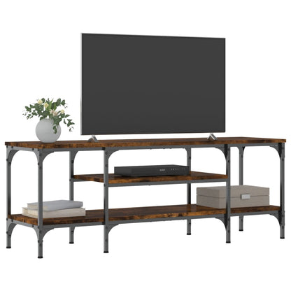 vidaXL TV Cabinet Smoked Oak 121x35x45 cm Engineered Wood&Iron