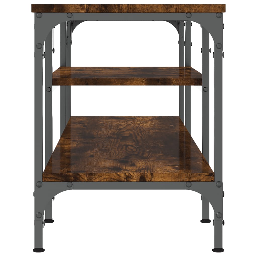 vidaXL TV Cabinet Smoked Oak 121x35x45 cm Engineered Wood&Iron