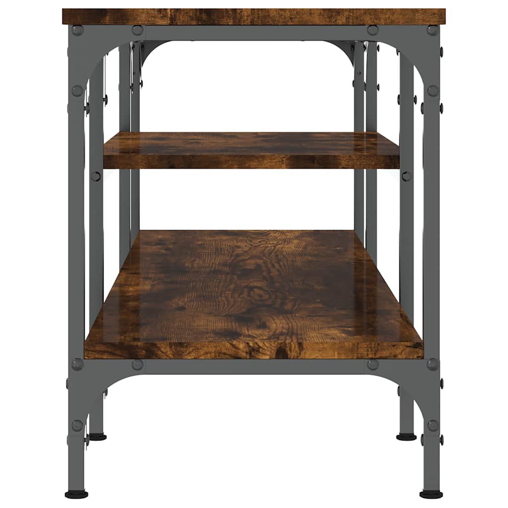 vidaXL TV Cabinet Smoked Oak 121x35x45 cm Engineered Wood&Iron